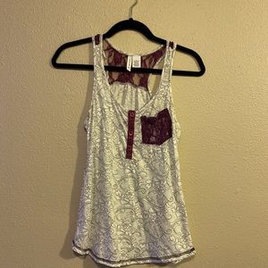 Purple and white lace tank